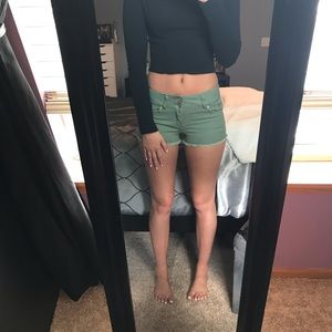 SIZE 0 Green Jean Shorts
